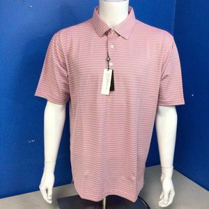 NWT Turtleson Performance Pique Plato Strip polo PINK GREY Various Sizes